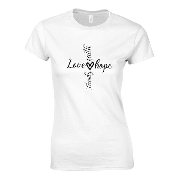 Love & Faith Graphic Tee for Women –Sleeve Inspirational T-Shirt Spiritual Top - Picture 2 of 2